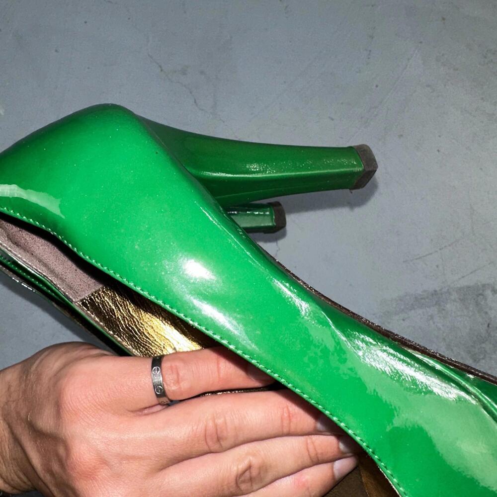 Boden Shoes Women's Size 41 Green Casadei Heel Pump Made In Italy Patent Leather - Picture 16 of 16